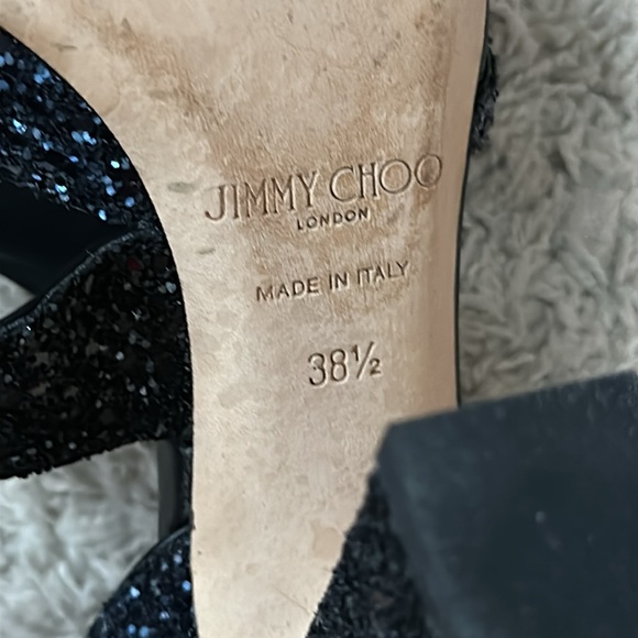 Jimmy Choo Falcon 100 Coarse Glitter Sandals - Picture 11 of 15